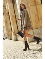 Dámské botky Carolina – na podpatku, černé, z eko semiše