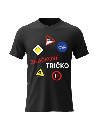 Pánské bavlněné tričko s potiskem - ZNAČKOVÉ TRIČKO - černé