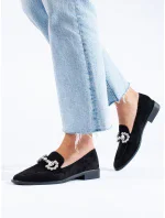 Luxusní mokasíny dámské černé bez podpatku Luxusní mokasíny dámské černé bez podpatku