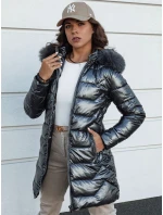 Dámská zimní bunda prošívaná dlouhá s kapucí SHINE šedá FashionStreet TY4564