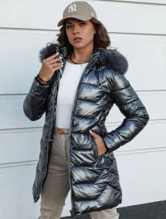 Dámská zimní bunda prošívaná dlouhá s kapucí SHINE šedá FashionStreet TY4564