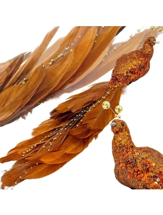 OZDOBNÝ PTÁK NA KLIPU 38CM BRONZ A MĚĎ