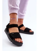Dámské Semišové Sandály Na Platformě Big Star NN274700 Černé