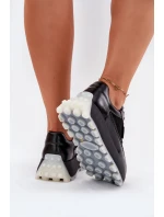 Dámské Kožené Tenisky Na Platformě Big Star RR274873 HI-POLY SYSTEM Černé