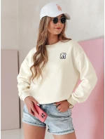 Dámská oversize mikina s výšivkou SOFTSLON ecru FashionStreet BY1433 Dámská oversize mikina s výšivkou SOFTSLON ecru FashionStreet BY1433