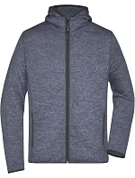 Daiber JN 589 Pánská pletená fleecová bunda s kapucí 02.0589 denim melange/black Daiber JN 589 Pánská pletená fleecová bunda s kapucí 02.0589 denim melange/black