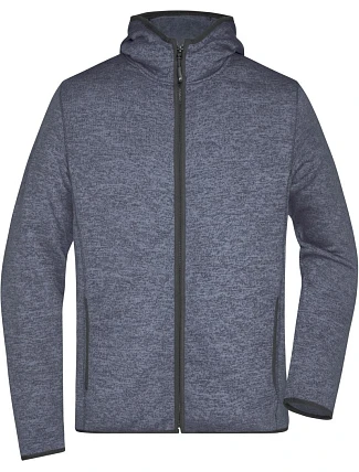 Daiber JN 589 Pánská pletená fleecová bunda s kapucí 02.0589 denim melange/black Daiber JN 589 Pánská pletená fleecová bunda s kapucí 02.0589 denim melange/black