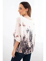 Dámská halenka s plisovaným rukávem a potiskem černá Dámská halenka s plisovaným rukávem a potiskem černá