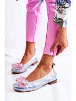 Zazoo 2749 Dámské Kožené Baletky S Křišťálky Bílo-Modré