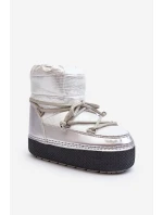 Dámské zimní boty se stříbrným šněrováním Toolsa