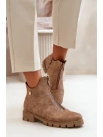 Zateplené dámské botky s odřením z eko kůže hnědo-zlaté Verietta Zateplené dámské botky s odřením z eko kůže hnědo-zlaté Verietta