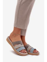 Pohodlné dámské pantofle béžovo-modré Oxena