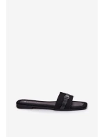 Ploché Dámské Pantofle S Páskem A Přezkou Černé Zilina