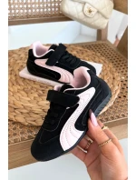 Dětské sportovní boty s přezkou Černo růžové Perrin