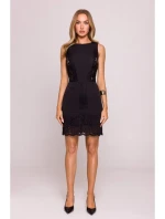 M864 Mini šaty s krajkovými panely - černé M864 Mini šaty s krajkovými panely - černé