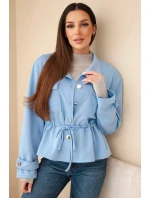 Dámská rozepínací mikina máslová s tkaničkou a kapsami modrá