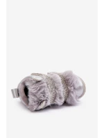 Kožené dětské zimní boty s kožíškem Stříbrné Leela Kožené dětské zimní boty s kožíškem Stříbrné Leela