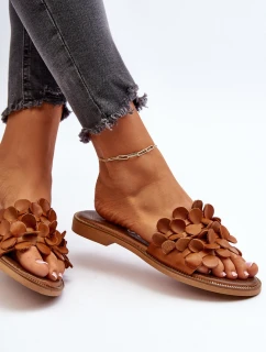 Zazoo 40381 Dámské Kožené Žabky Na Ploché Podrážce Hnědé