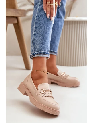 Dámské Mokasíny S Dekorací Eko Kůže Béžové Tialorae Dámské Mokasíny S Dekorací Eko Kůže Béžové Tialorae