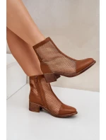 Síťované Dámské Boty Na Podpatku Hnědé Lithyia