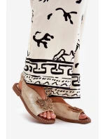 Dámské sandály na plochém podpatku se zdobením zlaté Setorina Dámské sandály na plochém podpatku se zdobením zlaté Setorina