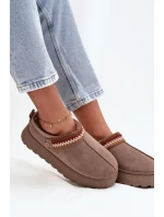 Dámské sněhule nízké s pohyblivým páskem a výšivkou na platformě tmavě béžové Lyrisse Dámské sněhule nízké s pohyblivým páskem a výšivkou na platformě tmavě béžové Lyrisse