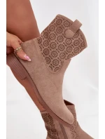 Dámské kotníkové boty na ploché podrážce s perforovaným vzorem S.Барски HY52-530 béžové Dámské kotníkové boty na ploché podrážce s perforovaným vzorem S.Барски HY52-530 béžové