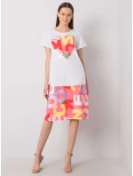 Šaty DHJ SK 13119.26P bílá a růžová Šaty DHJ SK 13119.26P bílá a růžová