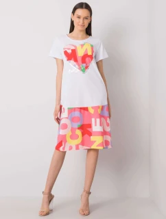 Šaty DHJ SK 13119.26P bílá a růžová