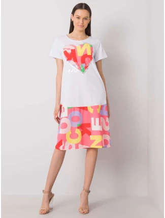 Šaty DHJ SK 13119.26P bílá a růžová