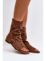 Zazoo 3437 Dámské Semišové Sandály S Hřídelí Na Zip Hnědé Zazoo 3437 Dámské Semišové Sandály S Hřídelí Na Zip Hnědé