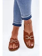 Dámské Plné Sandály S Dekorativním Detalem Hnědé Amiresna Dámské Plné Sandály S Dekorativním Detalem Hnědé Amiresna