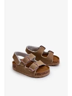 Dětské sandály na korkové platformě, zapínání na suchý zip, Khaki Rorria Dětské sandály na korkové platformě, zapínání na suchý zip, Khaki Rorria