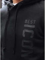 Pánská zateplená mikina s potiskem černá FashionStreet BX5917