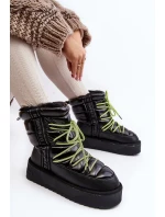 Dámské sněhové boty s tlustou podrážkou veganské DFranklin DFSH371007 černé