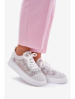 Dámské Děrované Tenisky Na Platformě Bílé Aranelith