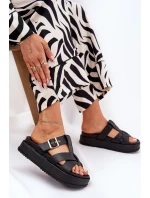 Dámské Pantofle Na Platformě S Pásky A Sponou Černé Elimessa