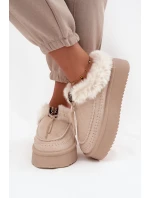 Dámské zimní boty s kožíškem na platformě béžové Rosmira