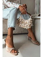 Dámské pantofle na tenkém podpatku Béžové Revina