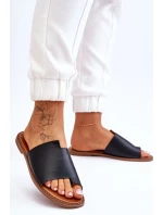 Dámské kožené žabky Černá Amite