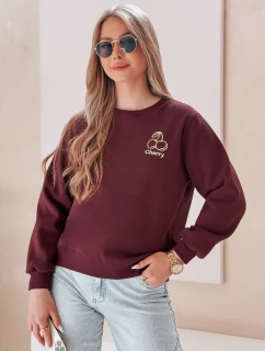 Dámská oversize mikina s výšivkou CHERSOFT plum FashionStreet BY1399