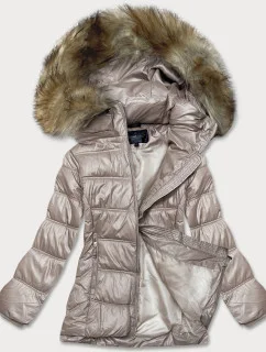 Dámská prošívaná bunda ve velbloudí barvě pro přechodné období (H-205)