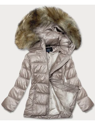 Dámská prošívaná bunda ve velbloudí barvě pro přechodné období (H-205)