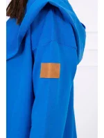 Dlouhý kabát s kapucí chrpově modrý