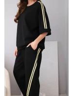 Dámský máslový komplet z viskózy mikina a kalhoty s lampasy černý Dámský máslový komplet z viskózy mikina a kalhoty s lampasy černý