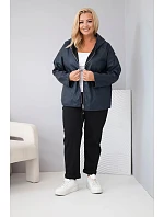Dámská bunda Plus Size s kapucí a nastavitelným spodkem modrá