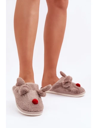 Dámské Hnědé Pantofle S Motivem Sobů Sennalith