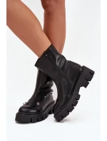 Zateplené dámské boty na zip s ozdobami černé Thavira