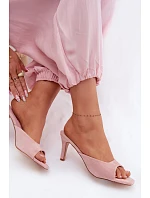 Dámské nazouváky na tenkém podpatku Růžové Revina
