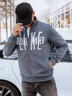 Pánská tmavě šedá mikina na zip s potiskem FashionStreet BX5409